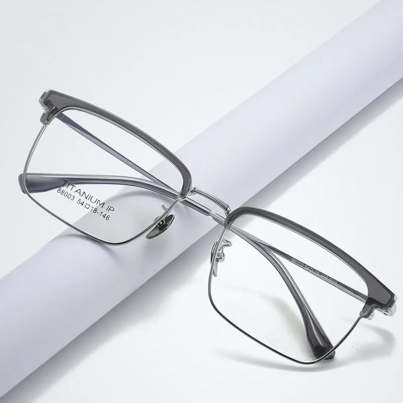 透灰网红斯文防蓝光眼镜框女专业可配近视度数半框眼镜架眉毛框男