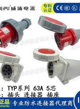 威浦 63A 5芯 防水工业插头插座连接器TYP675 2924明装暗装 IP67