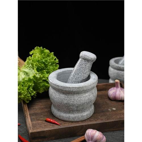 盐对窝石头 家用器石磨蒜臼家用捣蒜器蒜蓉器手动碎蒜器砸蒜磨