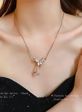 ins滴油镶钻项链小众创意高级感锁骨链气质时尚冷淡风饰品女