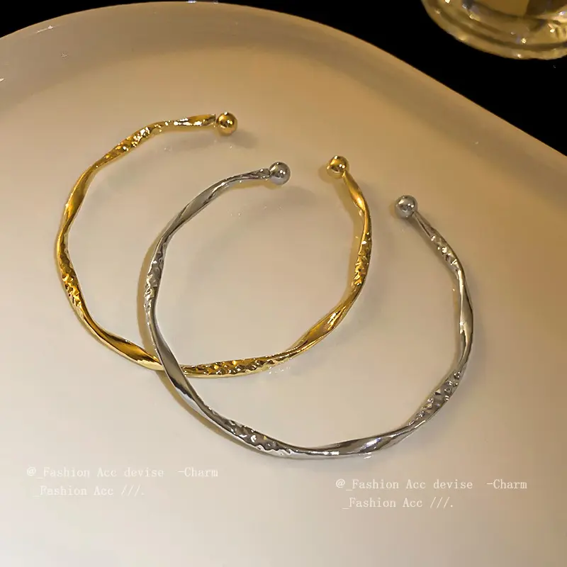 几何扭曲简约开口手镯韩国气质高级感手环时尚百搭设计感手饰