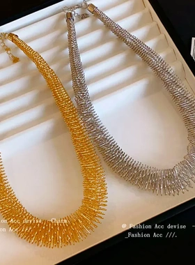 欧美夸张弹簧切面项圈辣妹气质金属风项链个性独特设计时尚项饰女