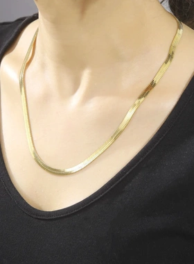 不锈钢刀片链欧美新款男女款项链个性钛钢锁骨项链刀片链钛钢项链