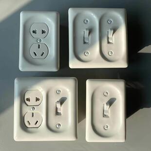 美式覆古陶瓷拨杆开 关面板五孔插座日系家用120双开 关双切开 关