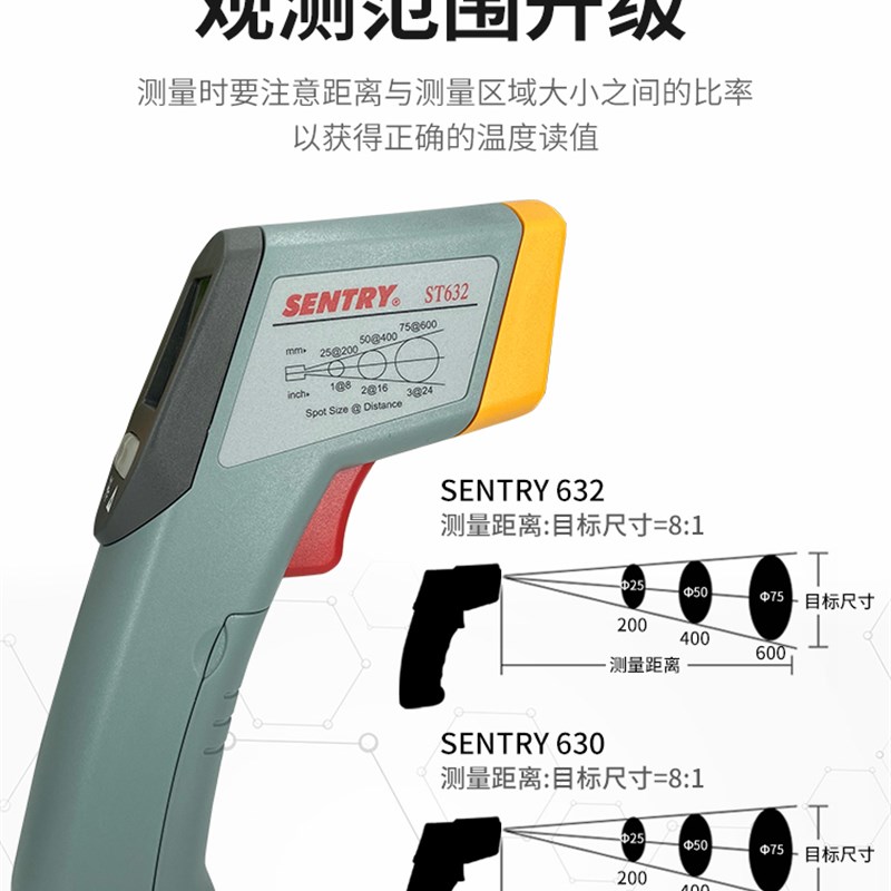 台湾先驰ST630/632红外线测温仪手持式测温枪点温计数字温度表