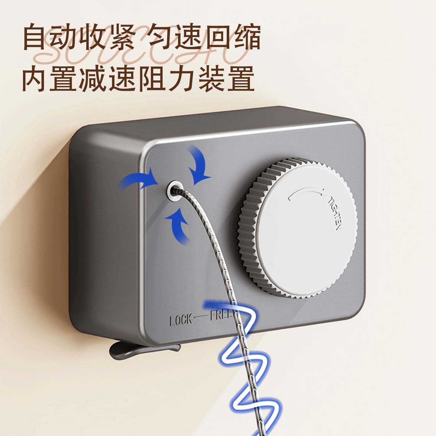 太空铝隐形晾衣绳晾衣架钢丝绳子室内免打孔阳台伸缩晾衣现代简约