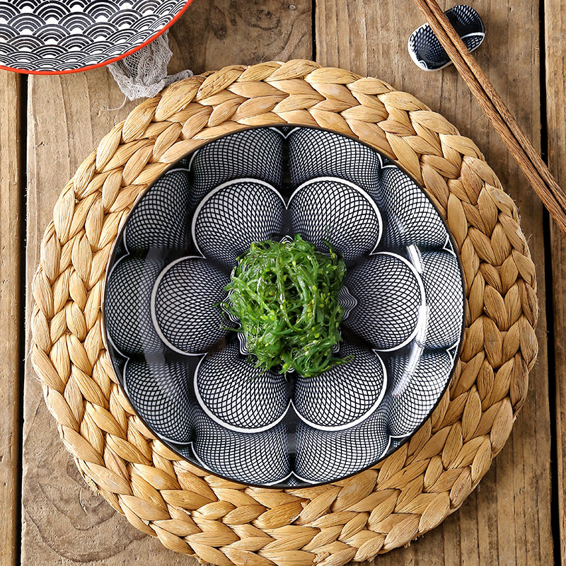 7英寸北欧简约釉下彩陶瓷家用餐具圆形点心糖果蛋糕碟子小饭菜盘