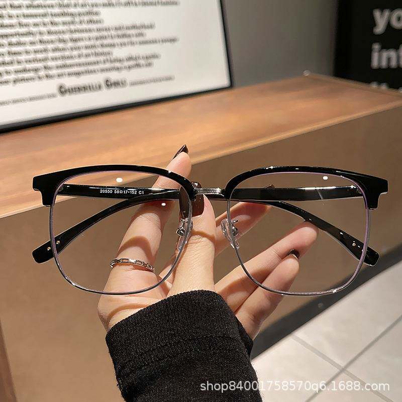 加大加宽超大框半框眼镜男款近视可配大码眼睛镜框架大脸显瘦