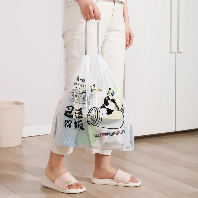抽绳印花垃圾袋家用手提式加大加厚大卷大号厨余房清洁袋