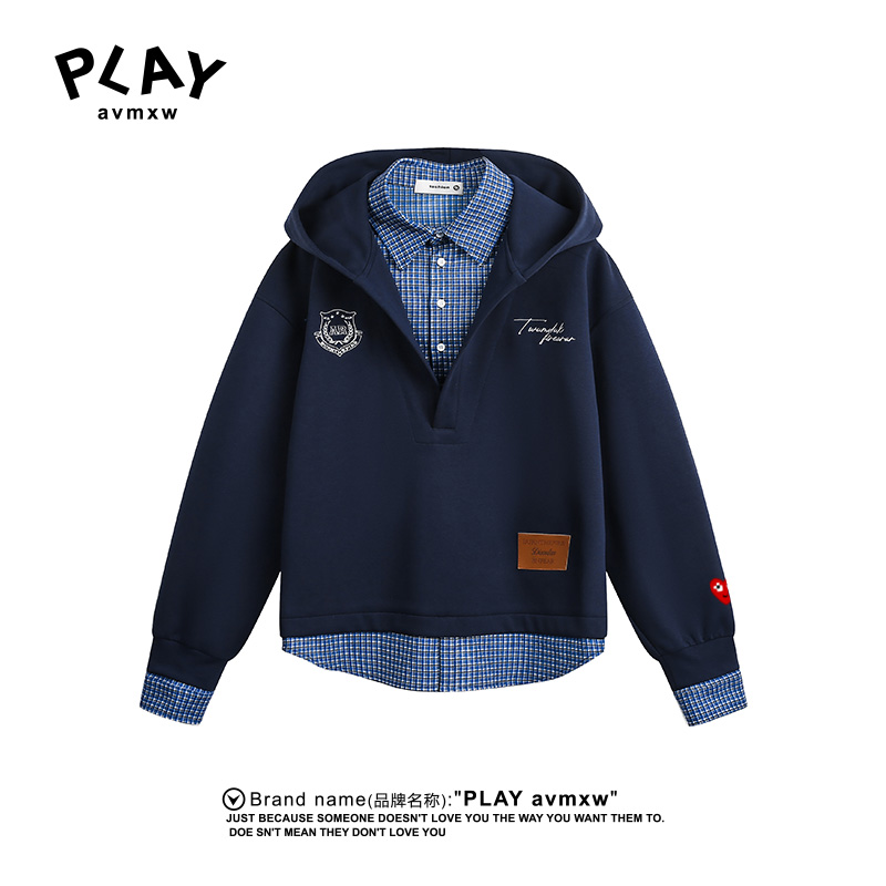 PLAYAVMXW潮牌时尚假两件上衣