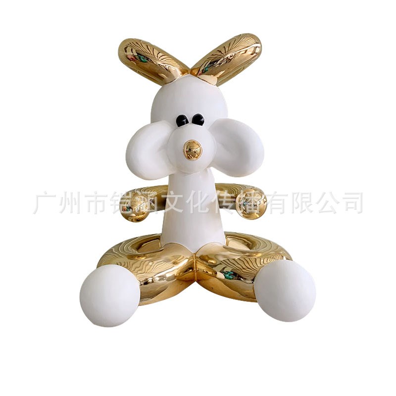 潮流robbi电镀月光兔大型玻璃钢雕塑网红科技感太空兔落地大摆件