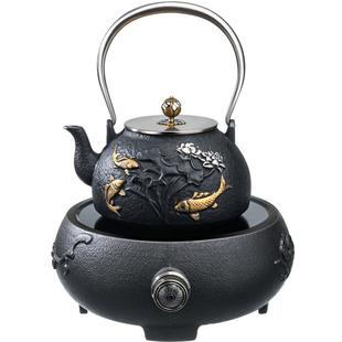家用功夫铸铁壶茶具全套 泡茶壶生铁电陶炉煮茶烧水过滤提梁铁壶