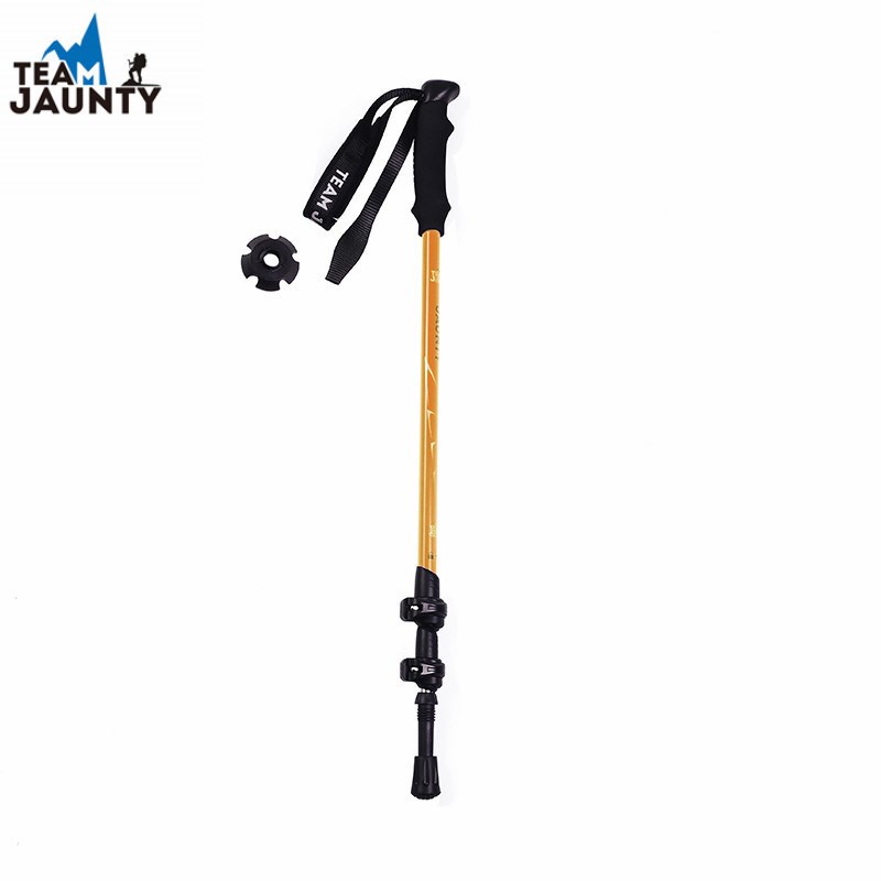 登山杖7075铝合金三节伸缩外锁户外徒步旅行越野超轻高强直柄手杖