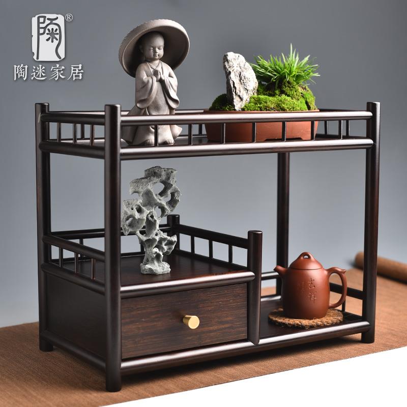楠竹博古架杯架置物架简约家居玄关茶具摆件复古茶道配件竹子茶架