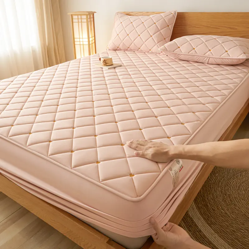 防水床笠床罩单件纯色新款夹棉床笠加厚床垫学生宿舍保护罩床套罩