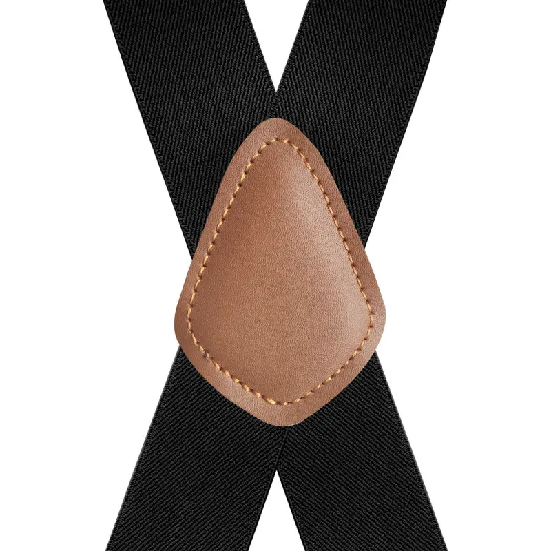 货源 成人4夹男士勾扣背带 黑色 x型棕皮勾扣白勾背带夹