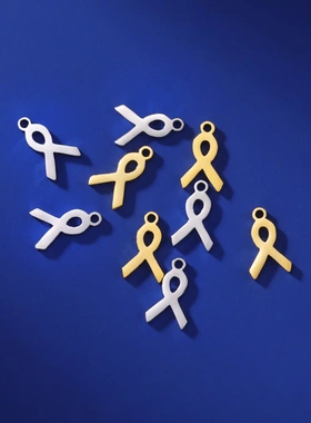 直销不锈钢挂件爱心丝带饰品配件耳环项链手链配件6.610.8mm