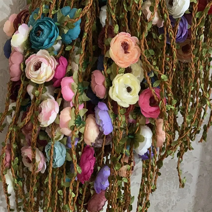 帽子配饰花带花环头饰仿真装饰花藤条手工编织帽用树叶绳材料