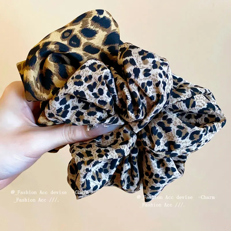 布艺豹纹弹力大肠发圈韩系个性高级感马尾发绳复古简约皮筋发饰女