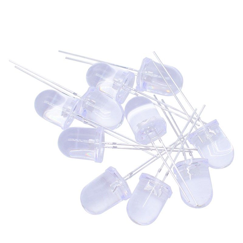 直插10MM LED灯 发光二极管 白色 高亮 白灯灯珠高亮度照明强劲