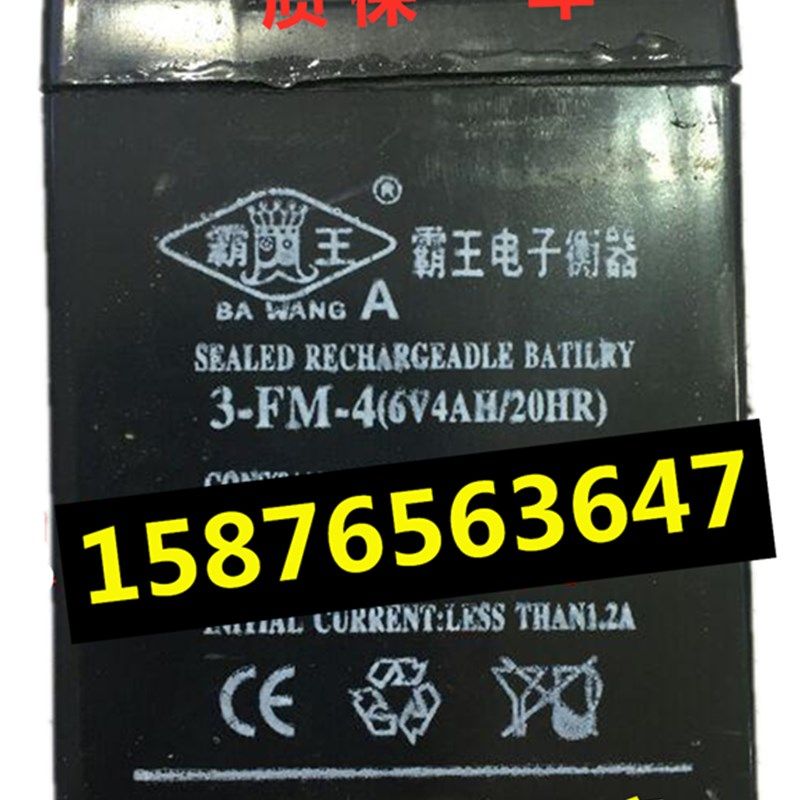 霸王电子衡器蓄电池 3-FM-4 6V4AH/20HR电子称 台秤 天平秤用电瓶