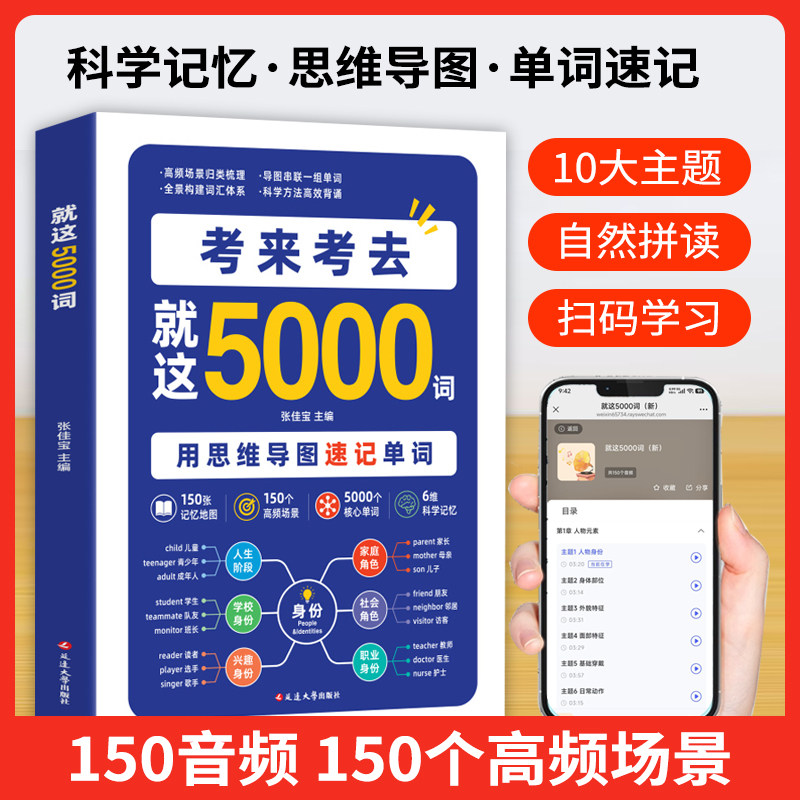 考来考去就这5000英语单词 初中高中通用考试单词学生实用巧记好背英语单词记背神器思维导图秒记单词语法大全中考高考必背一本通图片