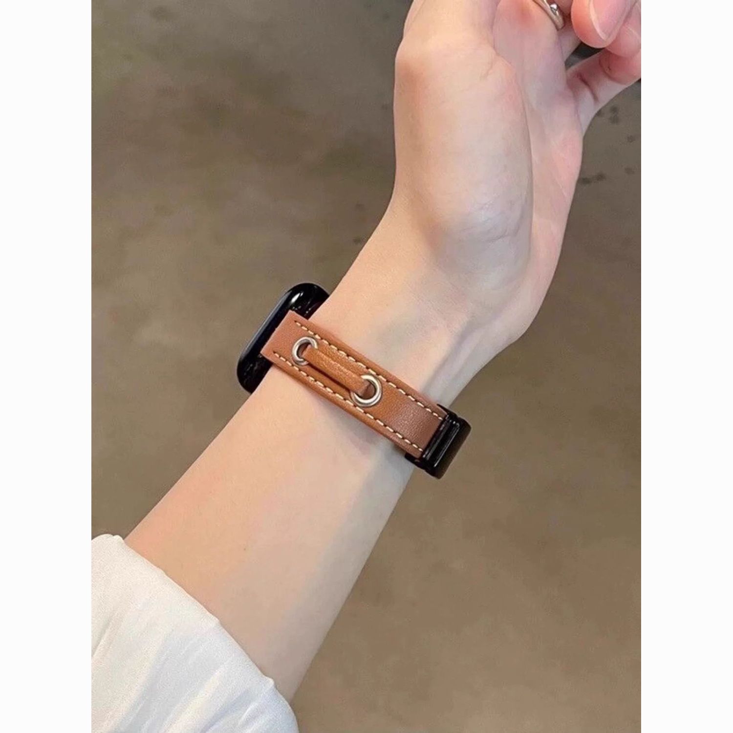 适用OPPOwatchX2mini表带荔枝纹可爱磁吸扣皮质watch3代SE女生潮