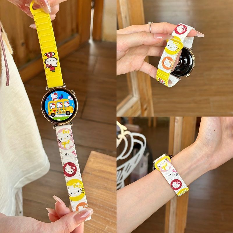 花园kitty适用于oppowatchX2手表硅胶表带watch4pro女生新款3磁吸