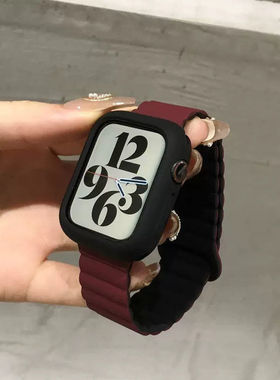 1093适用s10苹果运动Applewatch表带s9简约休闲765SE硅胶磁吸s8夏