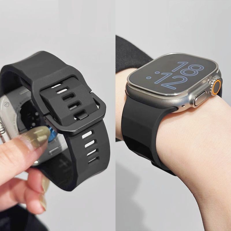 适用Applewatch S9苹果手表S10表带iWatch8se运动5硅胶s7/6/5/4代