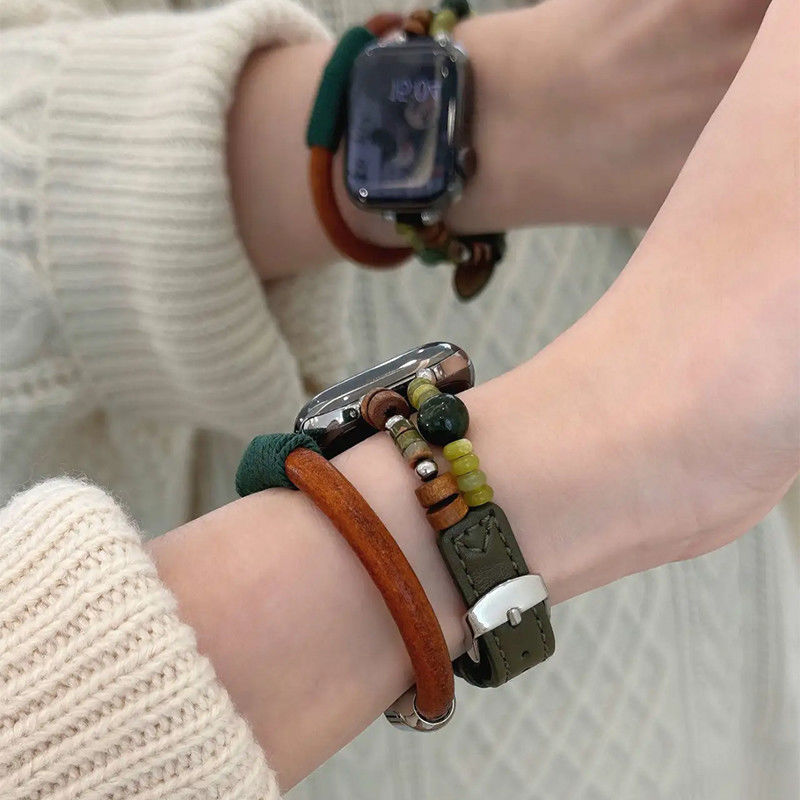 适用复古民族苹果s11表带iwatch10中式男女真皮潮流高级s987654se