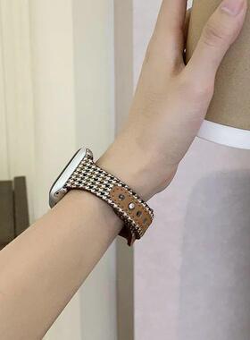 1184适用Apple苹果SE手表iwatch8/7代654321细款小蛮腰鸟格真皮表