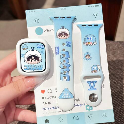 张杰苹果手表s11表带硅胶iWatch10高级Apple9运动uitra可爱女生se