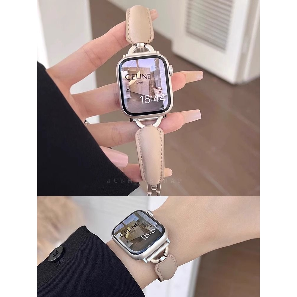 小米红米5/4代手表带Redmi5 Watch3高级适用手镯金属牛皮真皮质