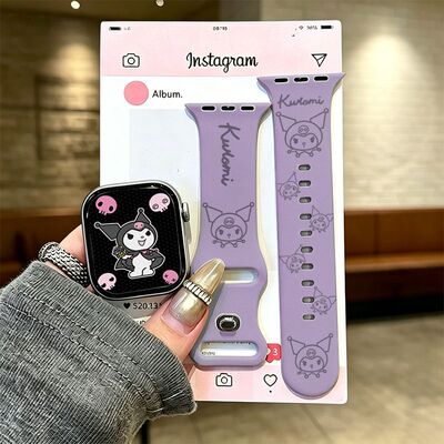 适用于苹果手表表带iwatchsS11/10/9紫库洛米硅胶AppleUltra3紫SE