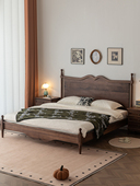 晨微北美黑胡桃木实木床法式 覆古1.8米主卧婚床家用1.5米单人床