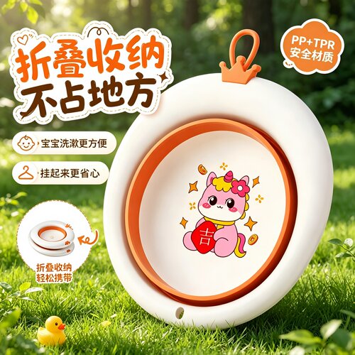 婴儿洗脸盆可折叠儿童脸盆三件套