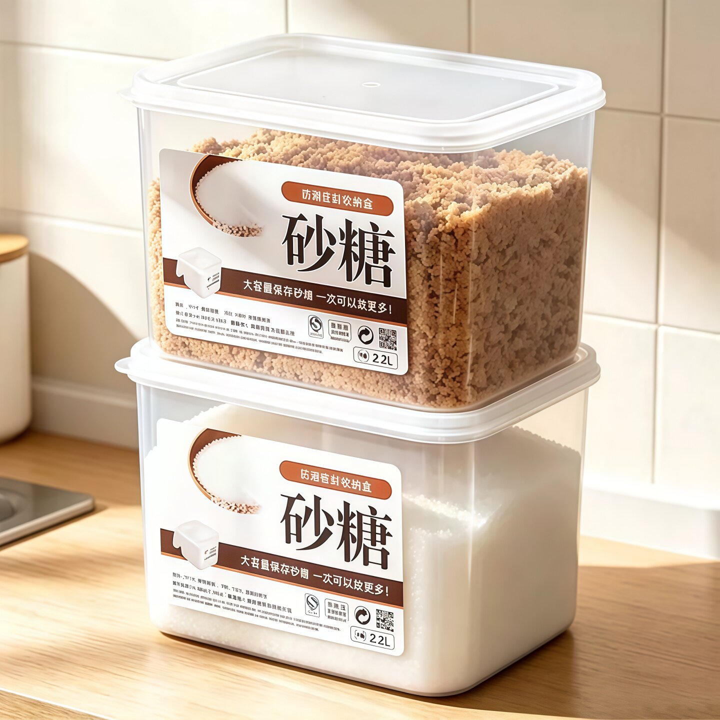 白红糖收纳罐带盖保鲜盒加高加深