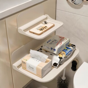 可折叠墙上置物架卫生间浴室宿舍床头边免打孔壁挂式收纳架壁挂架