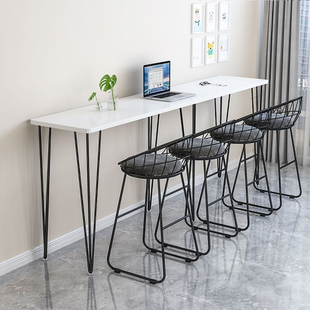 酒吧吧台桌高脚桌窄桌子阳台家用靠墙隔断奶茶店简约长条桌椅组合