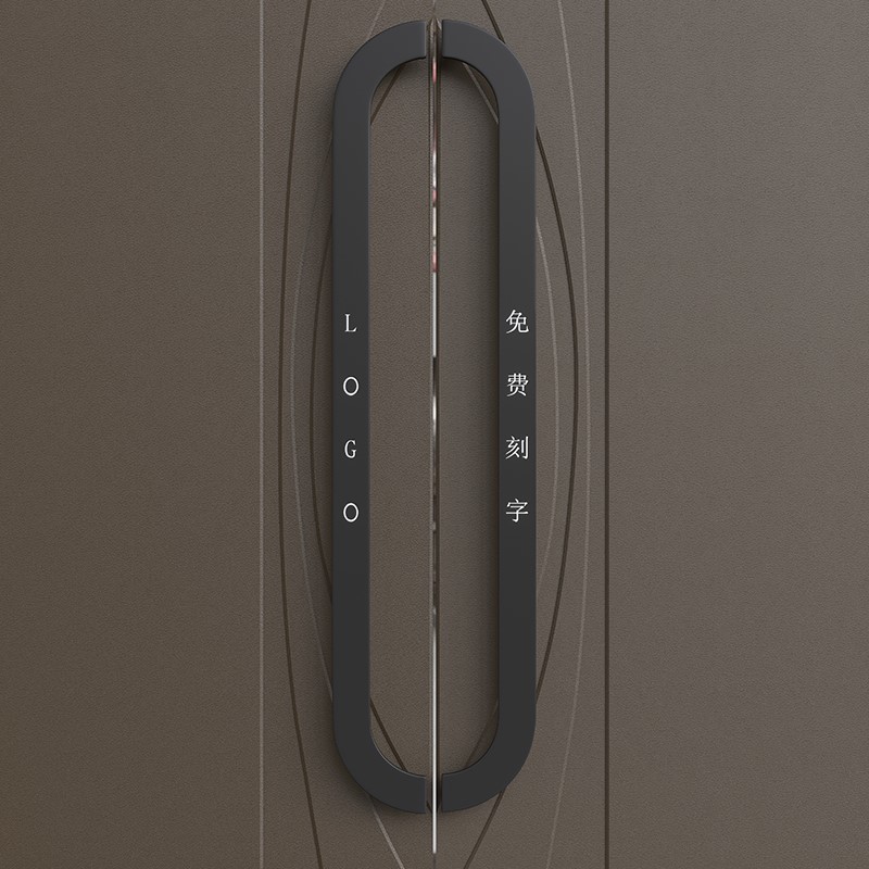 现代高档铝合金有无框玻璃大门把手酒店包厢双门刻字实木门把手