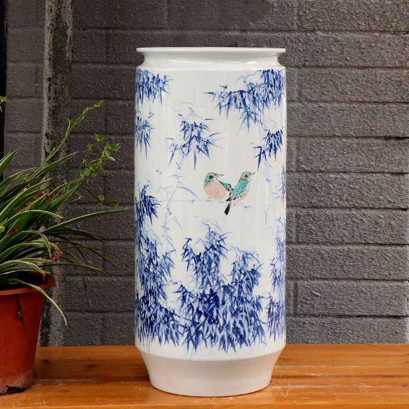 景德镇陶瓷花瓶青花瓷书画筒画轴缸电视柜居家摆件涂玉平大师手绘