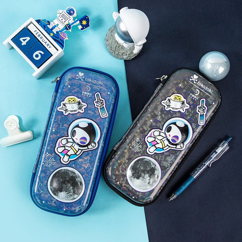 广博探月笔袋EVA三层大容量笔袋小学生笔袋多功能卡通3D文具盒可