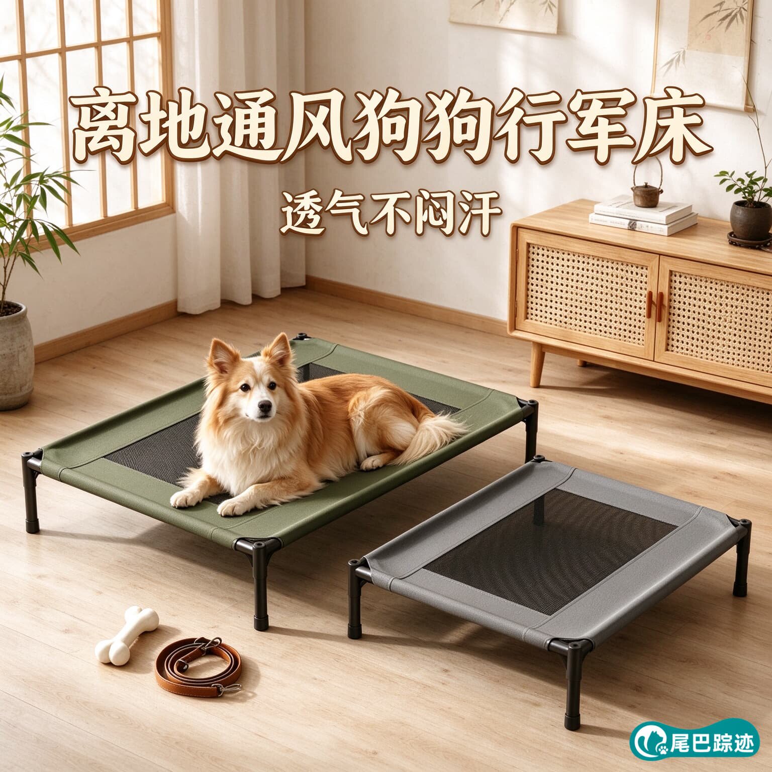 宠物行军床透气家用中小型犬防潮离地宠物床四季通用狗床猫窝凉垫