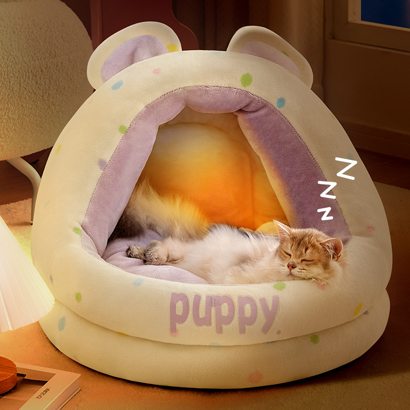 猫窝冬天加厚保暖半封闭安全感小型犬睡觉的沙发狗窝四季通用