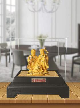 绒沙金福寿双全摆件福禄双全树脂工艺品父母长辈寿辰生日工艺礼品