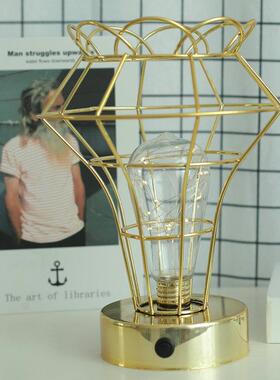 LED铁艺造型灯家居装饰台灯圣诞创意小台灯餐桌吧台花形小夜灯