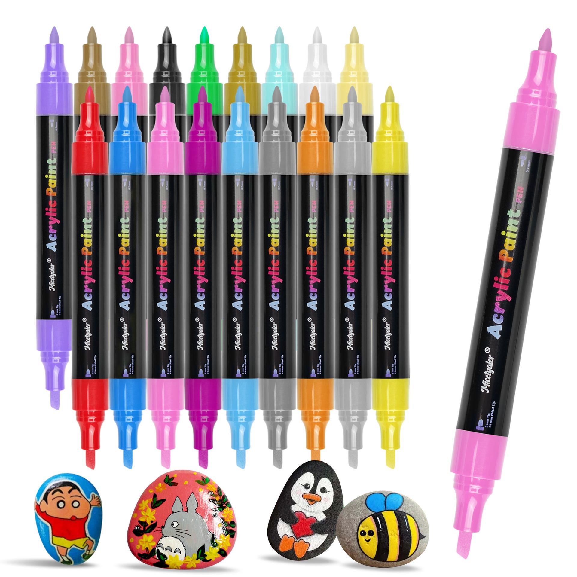 丙烯马克笔自选不透色可叠色补色18色双头套装水性丙烯酸马克笔