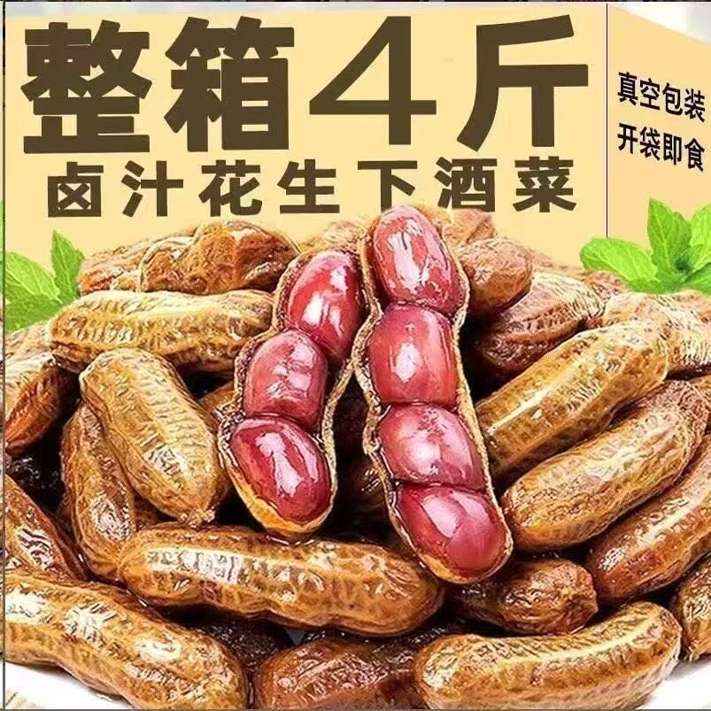 卤汁卤煮花生带壳五香盐水香辣花生米下酒菜休闲零食夜宵烧烤即食