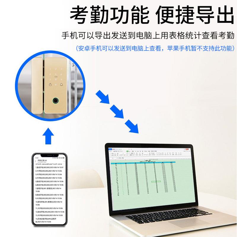 安将军玻璃门指纹锁免开孔办公室密码锁单双开智能锁免布线门锁